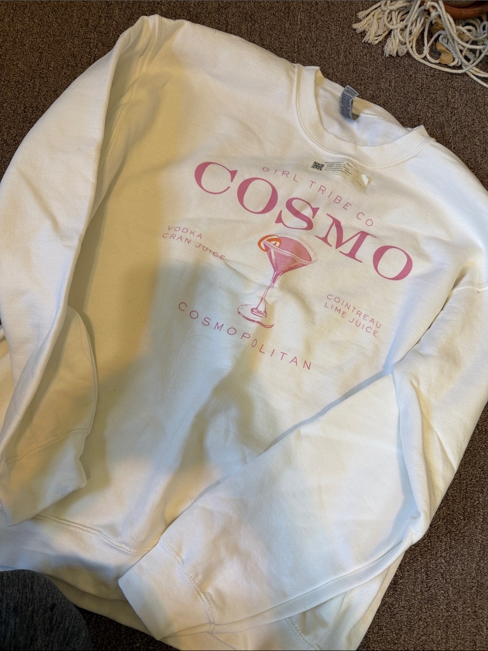 COSMO Pink Graphic White Sweatshirt